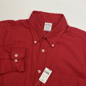 NEW Brooks Brothers Regent Fit Shirt Mens Medium Flannel Red 100% Cotton Casual